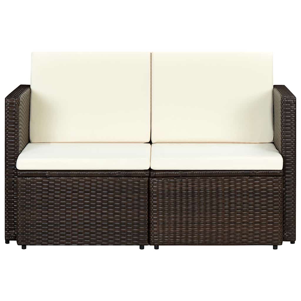 Vidaxl tuinbank 2-zits met kussens poly rattan bruin