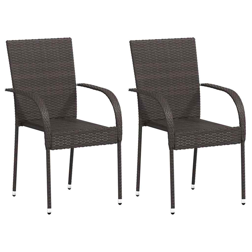 Vidaxl tuinstoelen stapelbaar 2 st poly rattan bruin