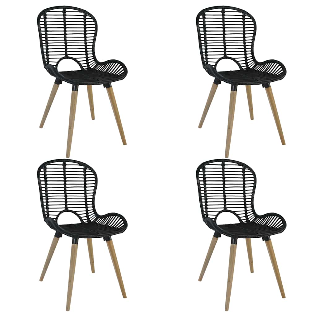 Vidaxl eetkamerstoelen 4 st natuurlijk rattan zwart