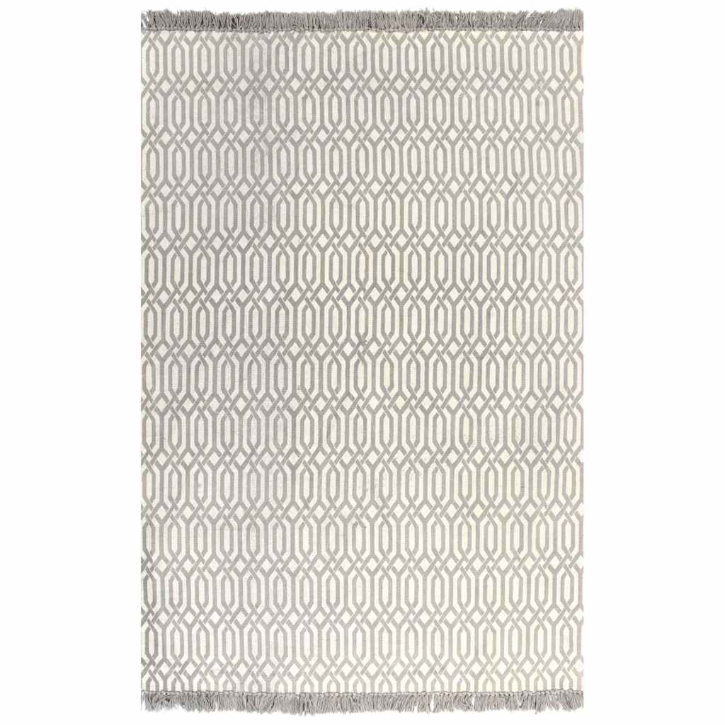 Vidaxl kelim vloerkleed met patroon 120x180 cm katoen taupe
