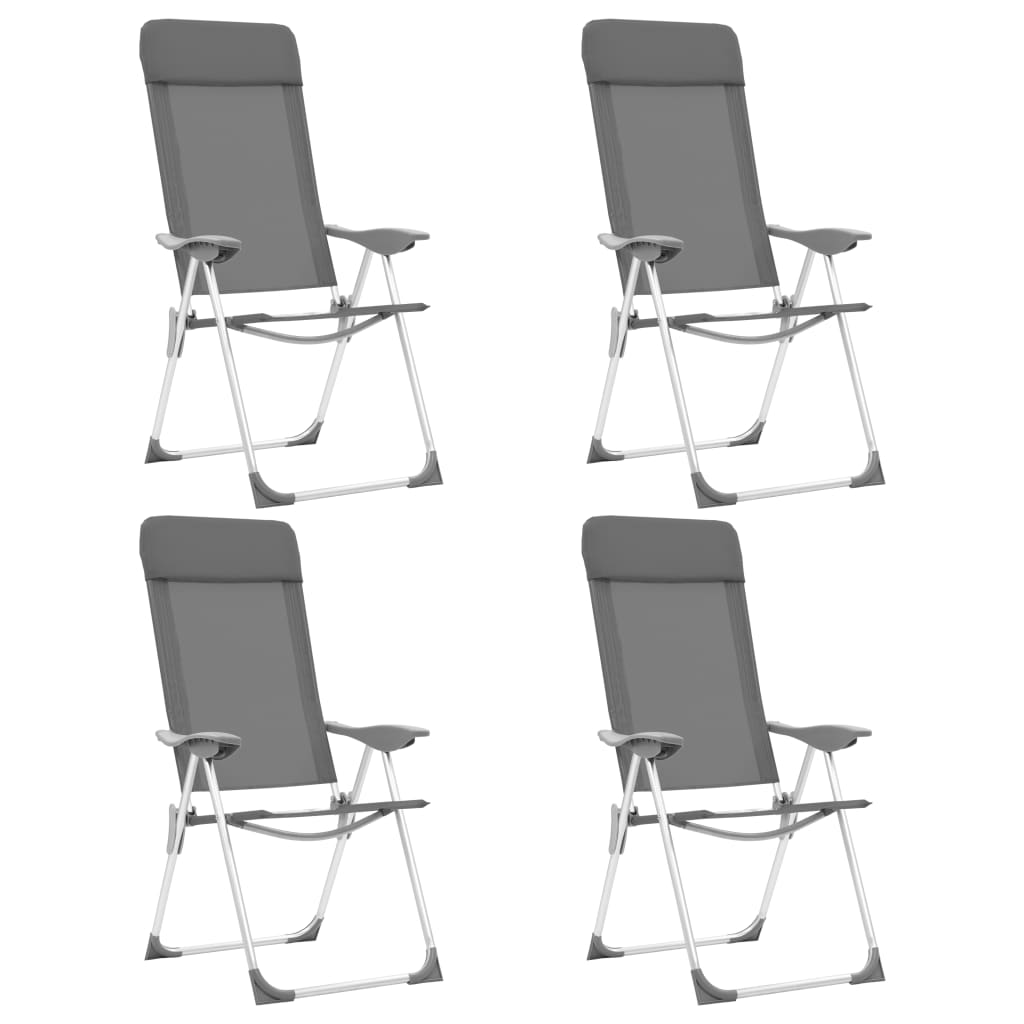 Vidaxl Campingstühle 4 Stcs Falten Aluminiumgrau