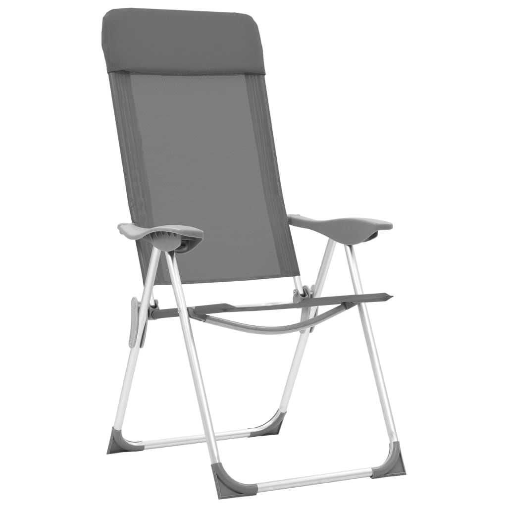 Vidaxl Campingstühle 4 Stcs Falten Aluminiumgrau