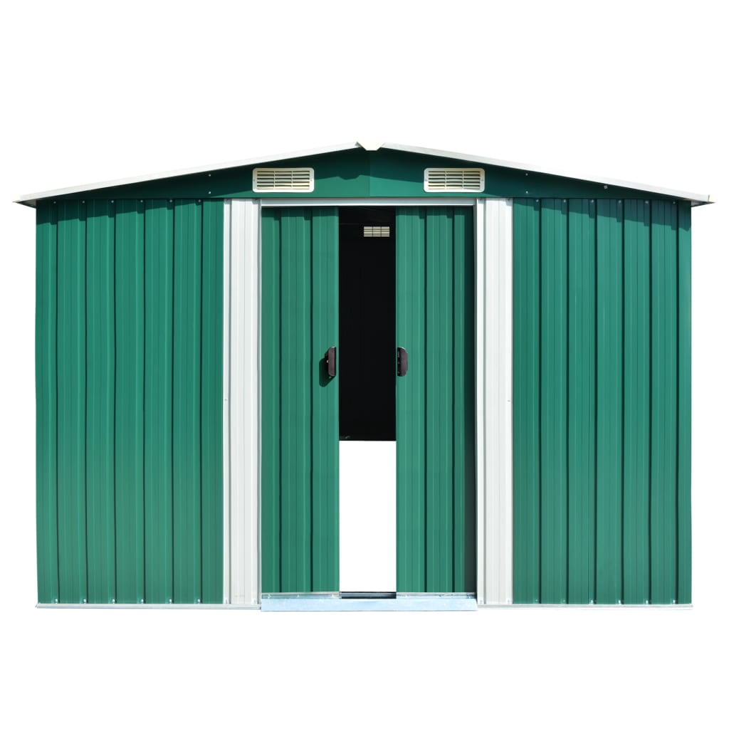 Vidaxl Garden Shed 257x298x178 cm Metallgrün