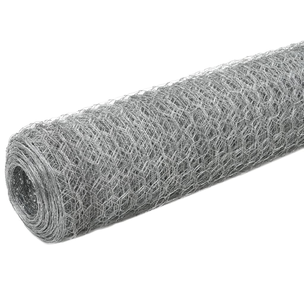 Vidaxl -Hühnerdraht 25x1,2 m verzinkter Stahl silberfarben
