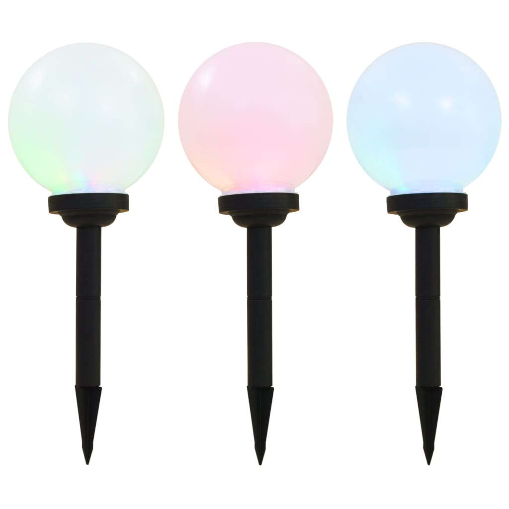 Vidaxxl LED-Solarlampen rund 20 cm RGB 3 Stk