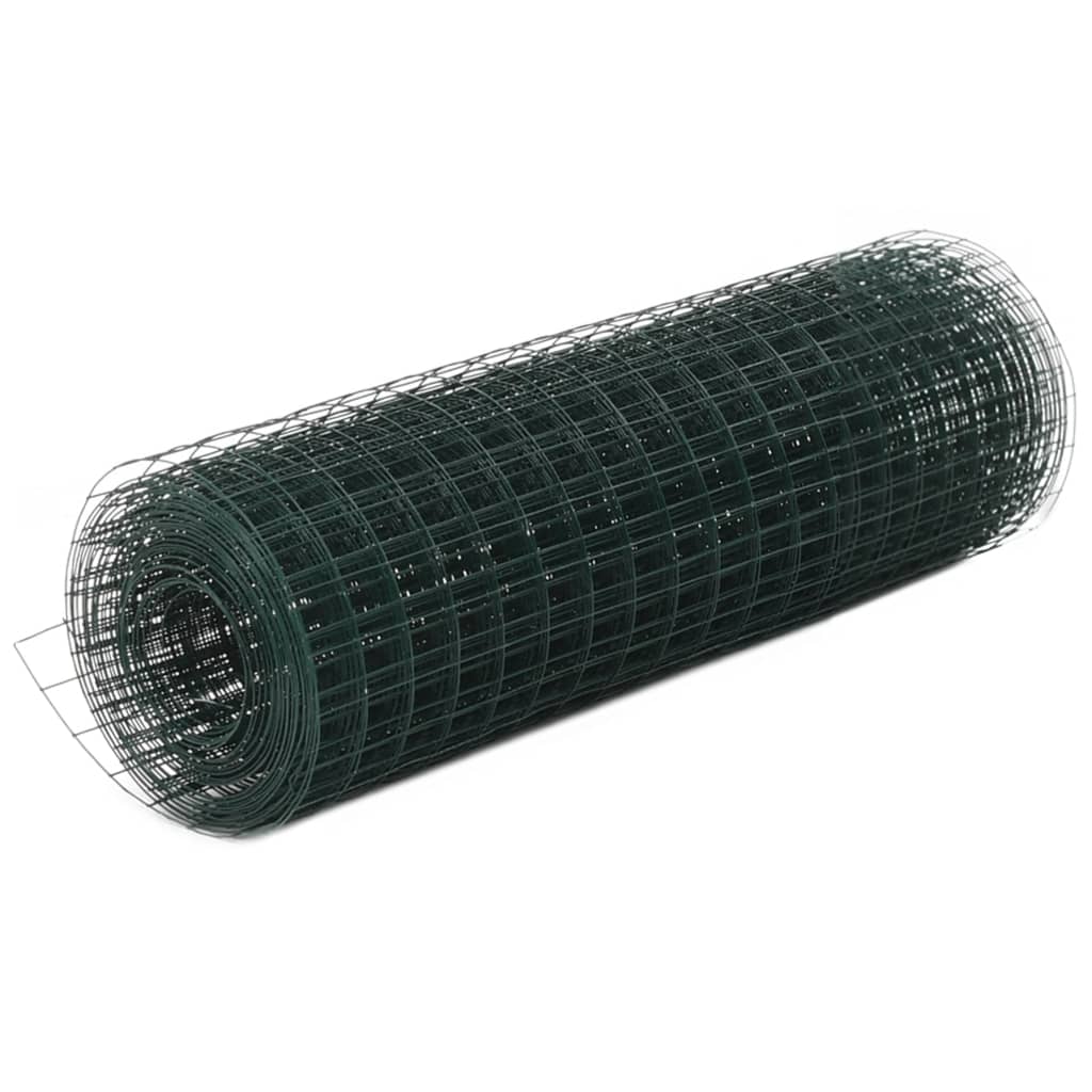 VidaXL Hühnerdraht 10x0,5 m Stahl mit PVC-Beschichtung grün
