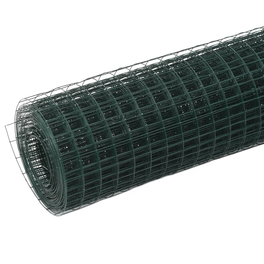 VidaXL Hühnerdraht 10x0,5 m Stahl mit PVC-Beschichtung grün
