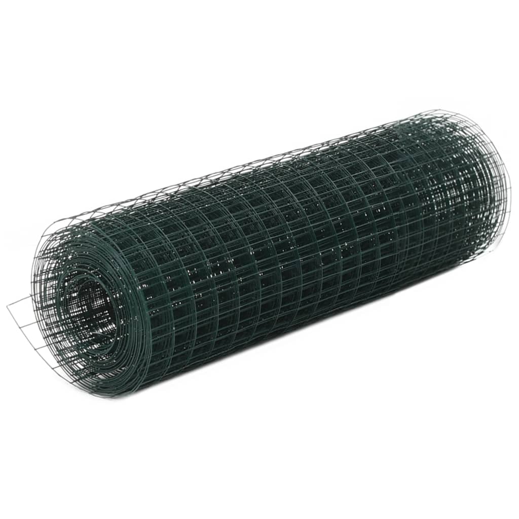 Vidaxl -Hühnerdraht 25x0,5 m Stahl mit PVC -Beschichtung grün
