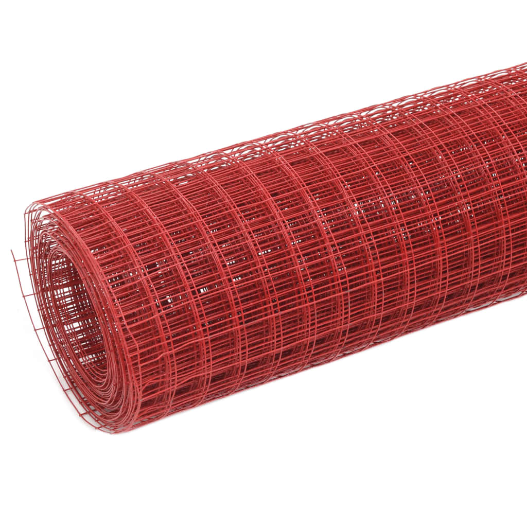 Vidaxl -Hühnerdraht 25x1,5 m Stahl mit PVC -Beschichtung rot