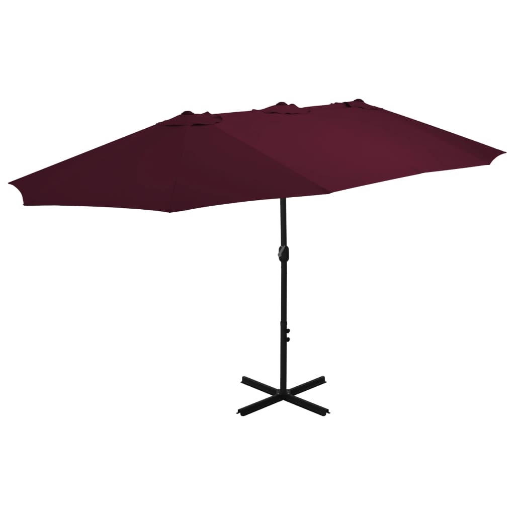 VIDAXL -Parasol mit Aluminiumpol 460x270 cm Burgunderrot