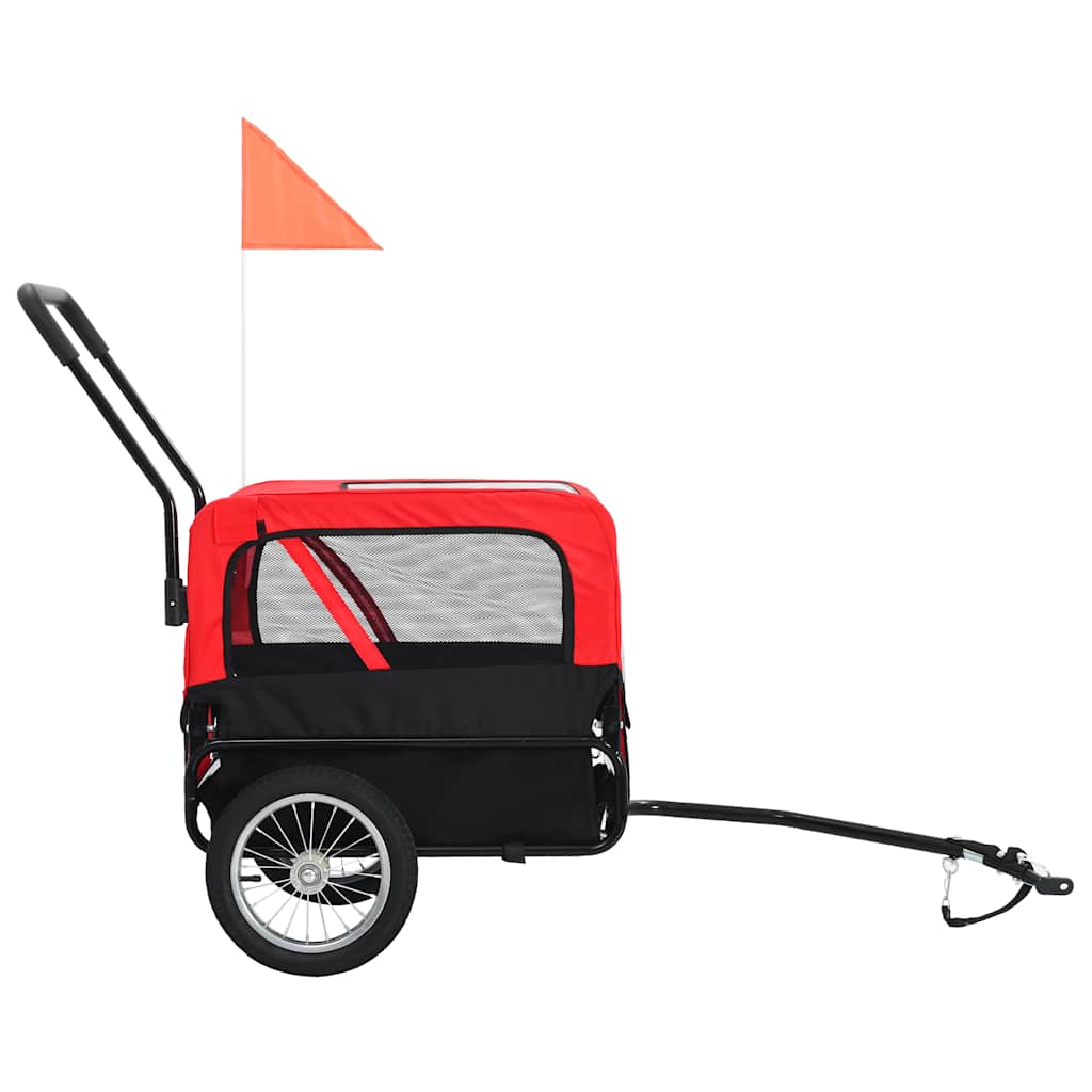 Vidaxl Pet Carrier und Jogging Buggy 2-in-1 Rot und Schwarz