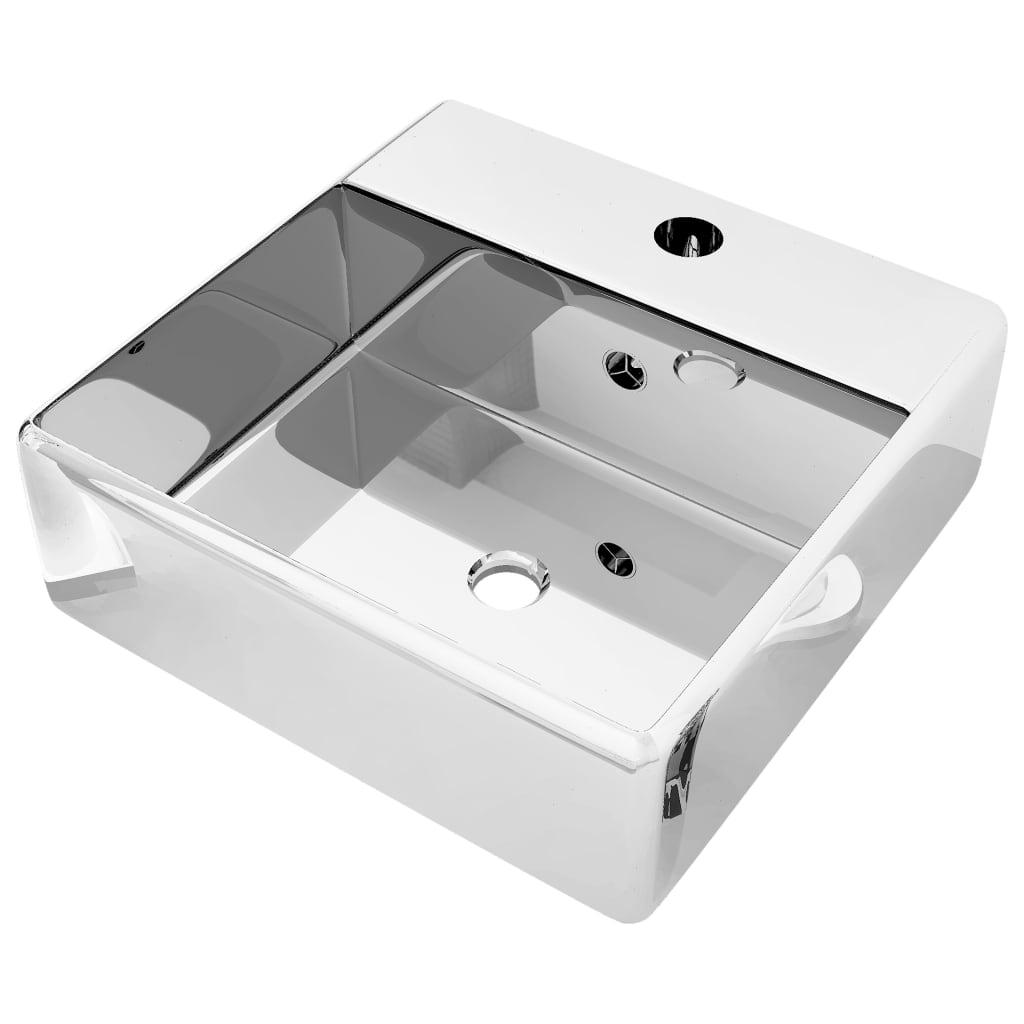 VIDAXL WASHBAIN mit Landung 41x41x15 cm Keramik Silberfarbe