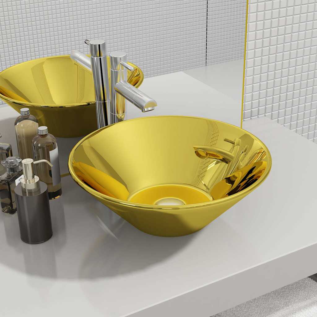 Vidaxx Waschbecken 42x14 cm Keramik goldfarben