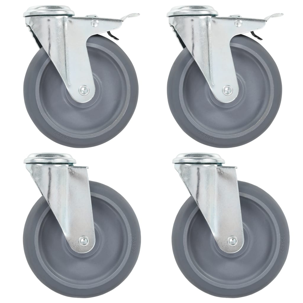 Vidaxl Lenkrollen mit Bolzenlöchern 4 Stück 125 mm