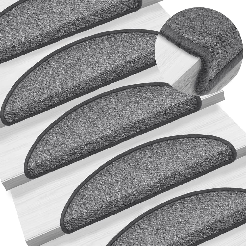 Vidaxl -Treppenmatten 15 ST 56x17x3 cm dunkelgraue Hemisphäre