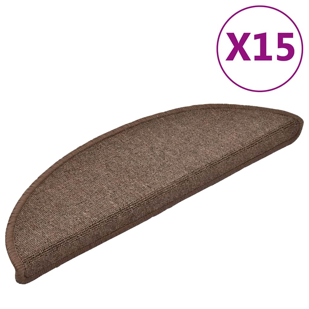 VIDAXL -Treppenmatten 15 St 56x17x3 cm Kaffee Brown Hemisphäre
