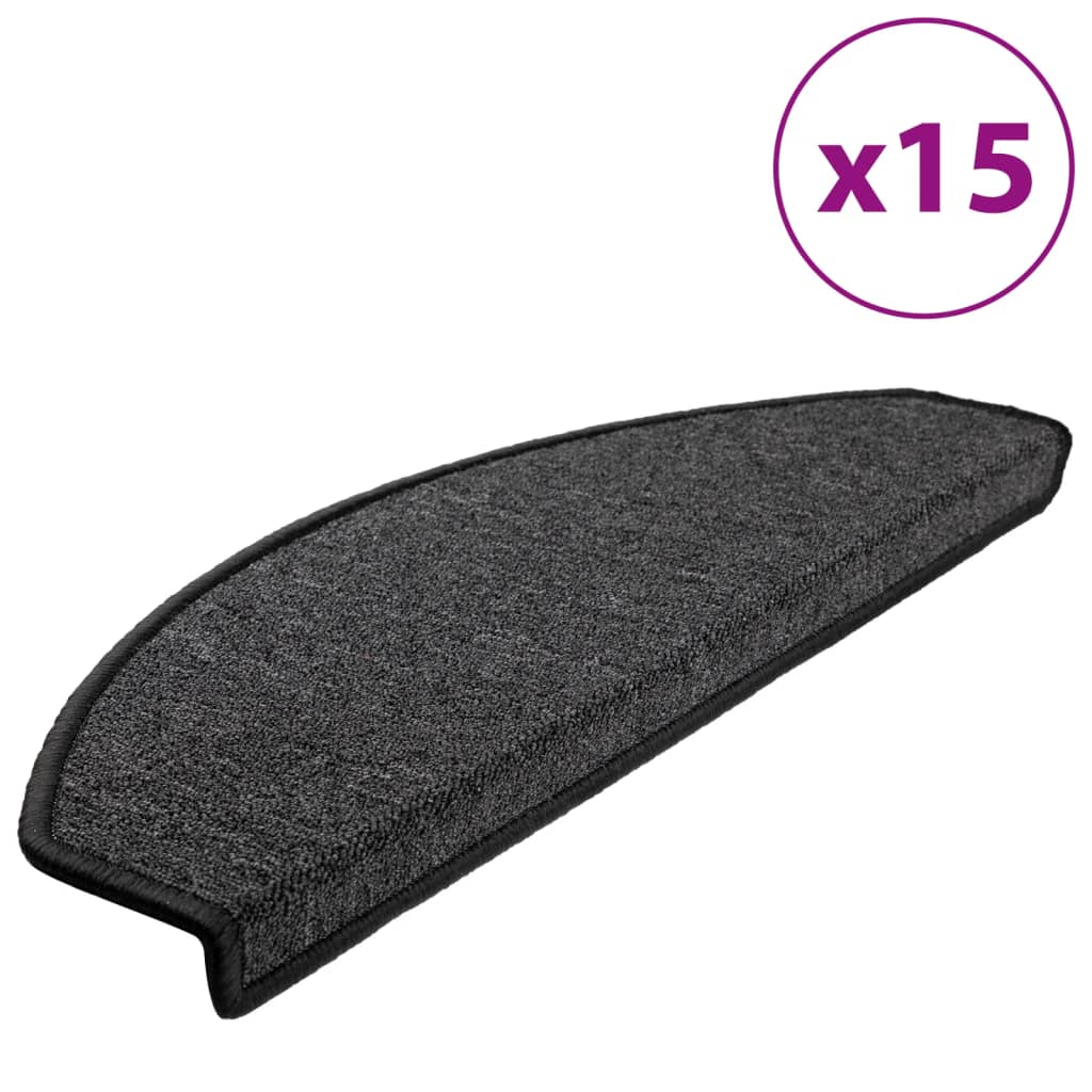 Vidaxl -Treppenmatten 15 ST 65x24x4 cm Anthrazithemisphäre groß