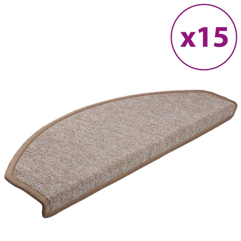 Vidaxl -Treppenmatten 15 St 65x24x4 cm hellbraune Hemisphäre groß