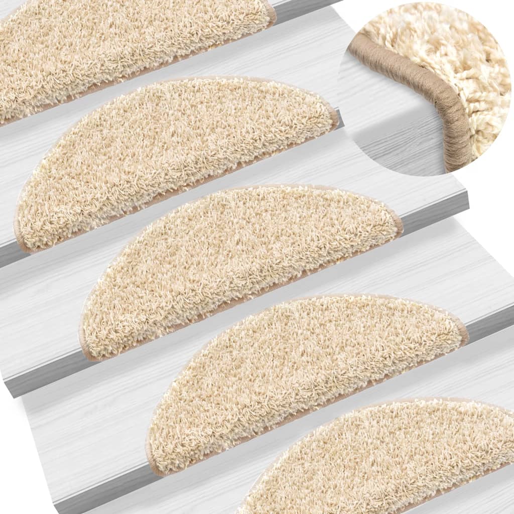 VIDAXL -Treppenmatten 15 ST 56x17x3 cm cremefarben -gepflegt