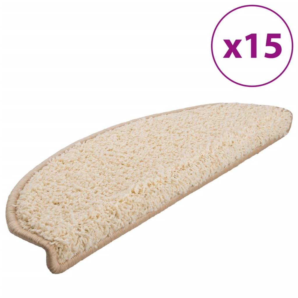 VIDAXL -Treppenmatten 15 ST 65x21x4 cm cremefarben -gepflegt
