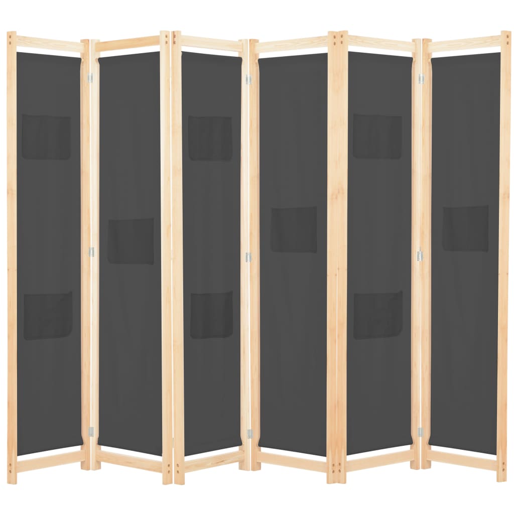 Vidaxl kamerscherm met 6 panelen 240x170x4 cm stof grijs