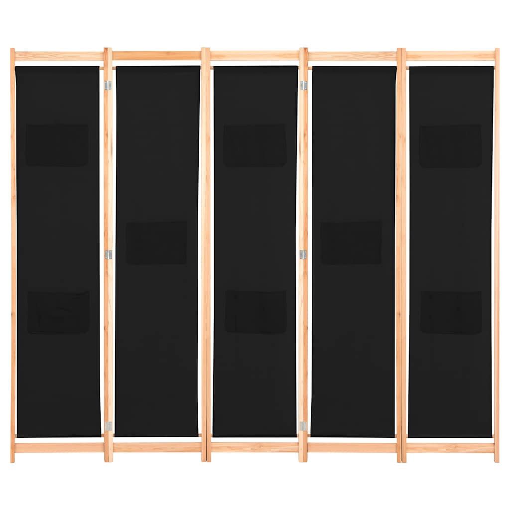 Vidaxl kamerscherm met 5 panelen 200x170x4 cm stof zwart