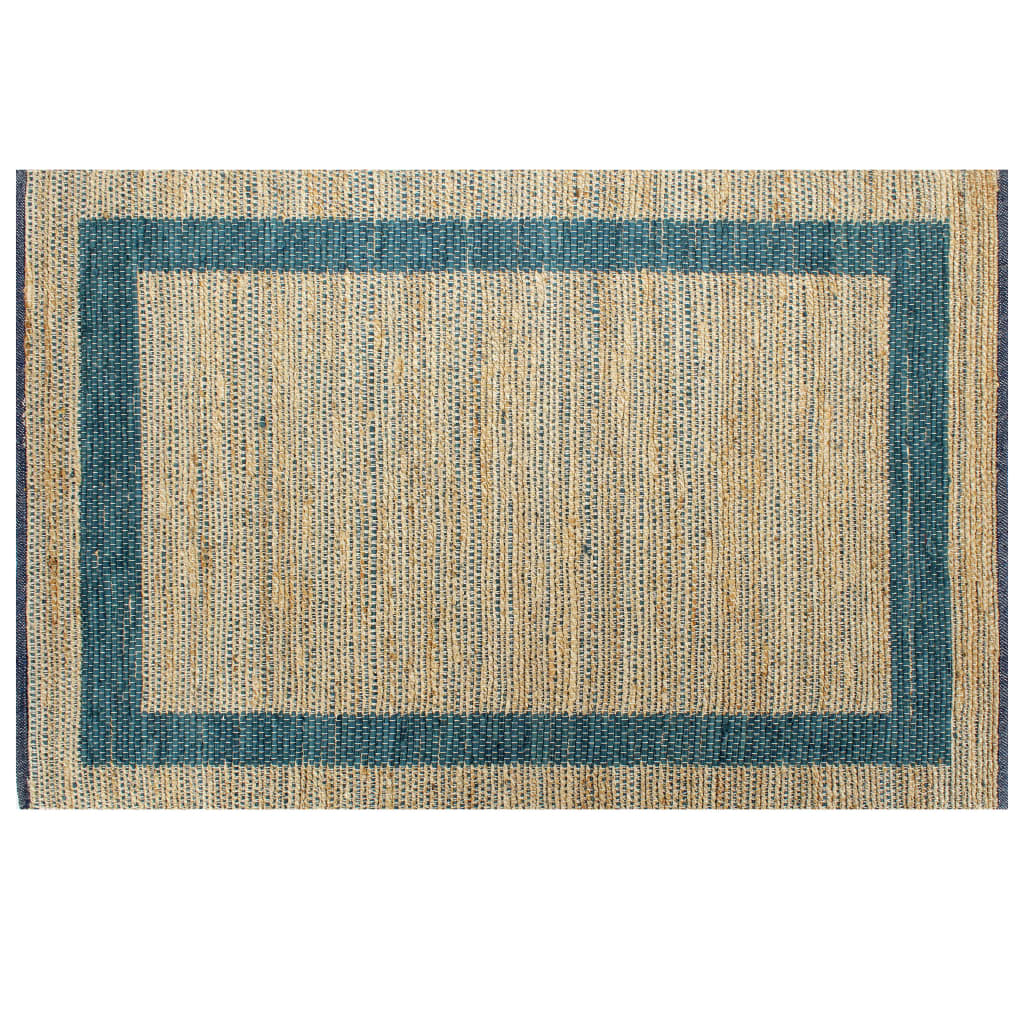 Vidaxl Teppich handgefertigt 120x180 cm Jute Blau