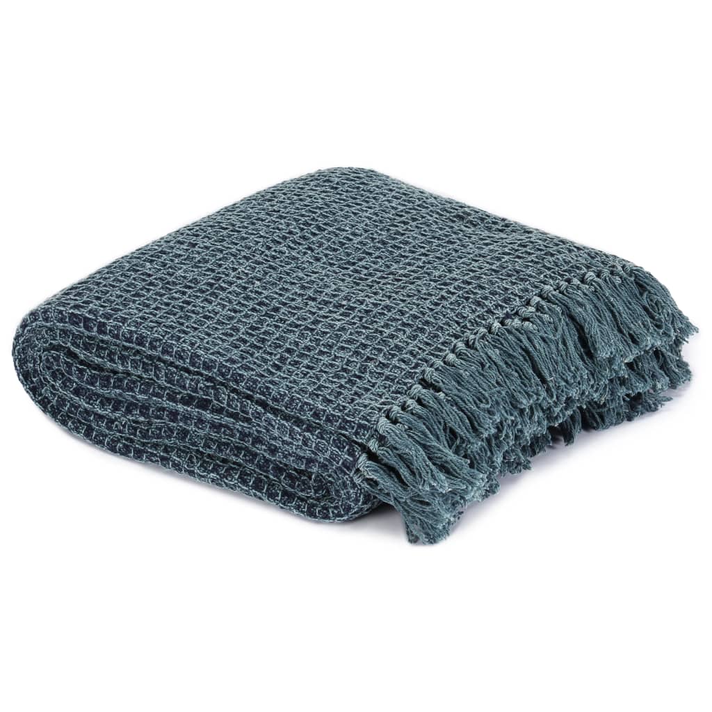 Vidaxx Plaid 160x210 cm Baumwolle Indigoblau