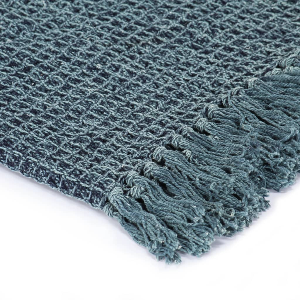 VidaXL Plaid 220x250 cm Baumwolle Indigoblau