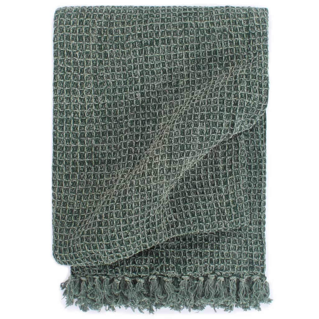 VidaXL Plaid 160x210 cm Baumwolle dunkelgrün
