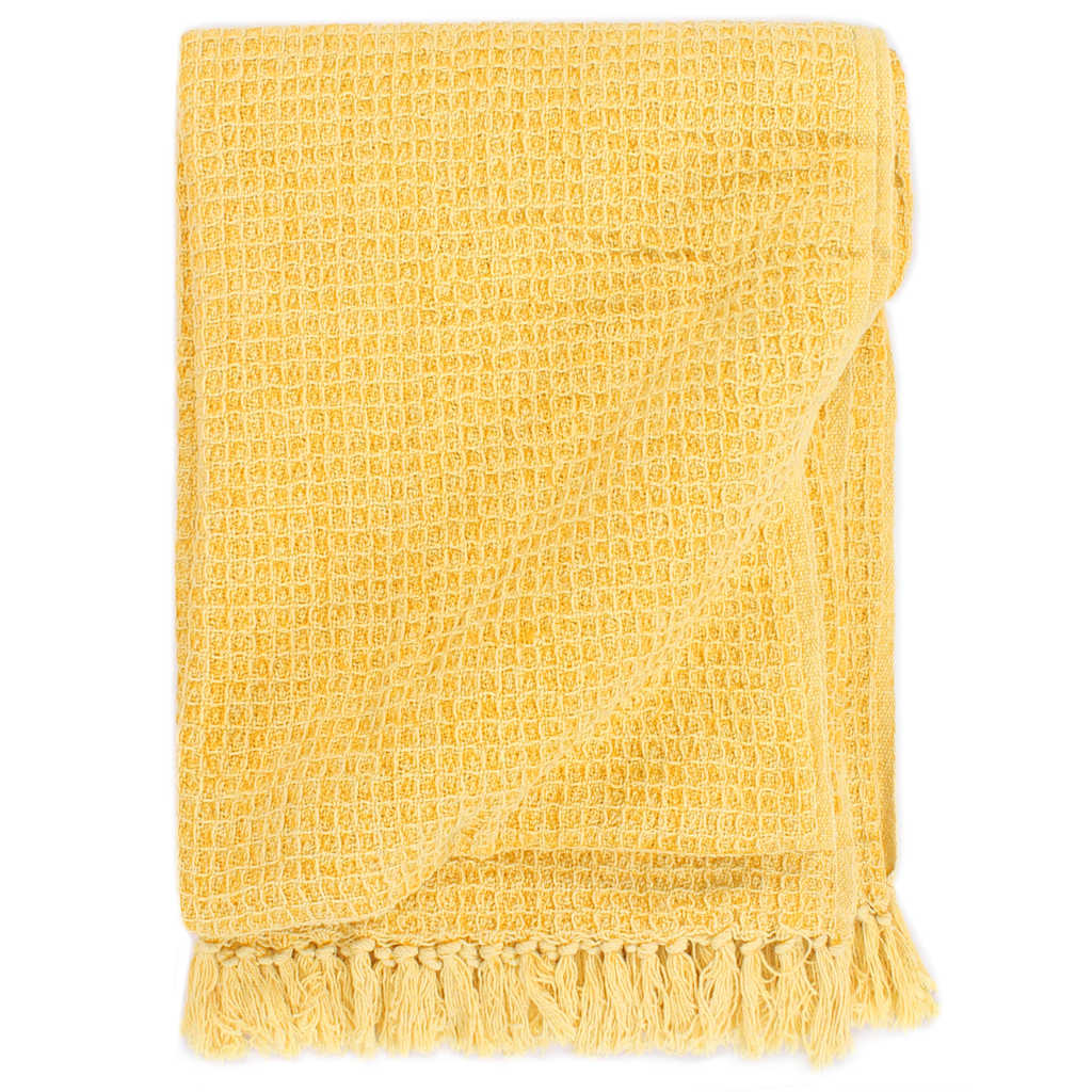 VidaXL Plaid 220x250 cm Baumwolle Senfgelb