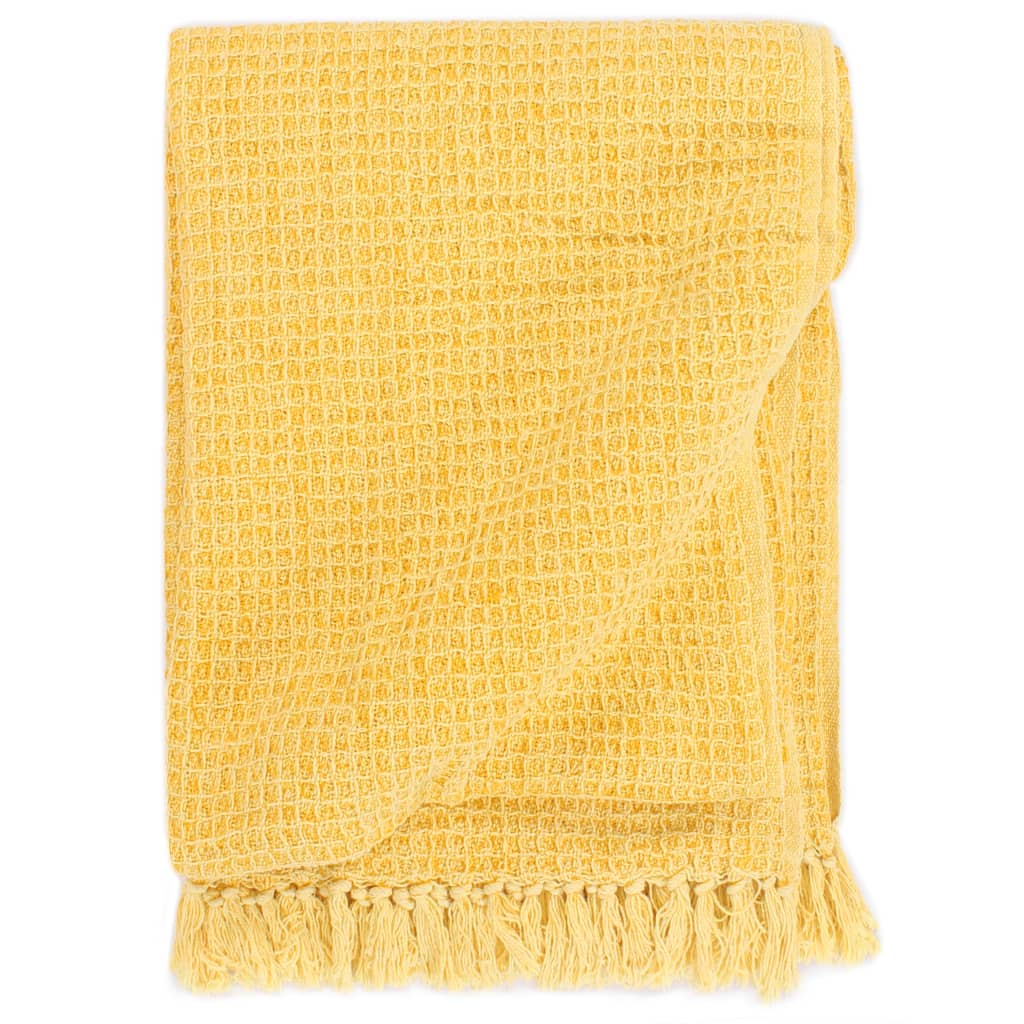 VidaXL Plaid 220x250 cm Baumwolle Senfgelb