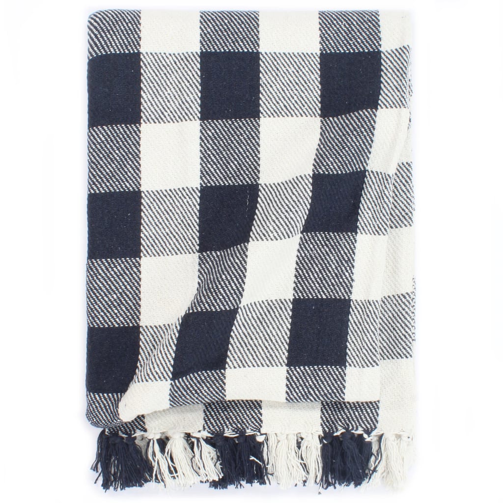 VidaXL Plaid kariert 220x250 cm Baumwolle Marineblau
