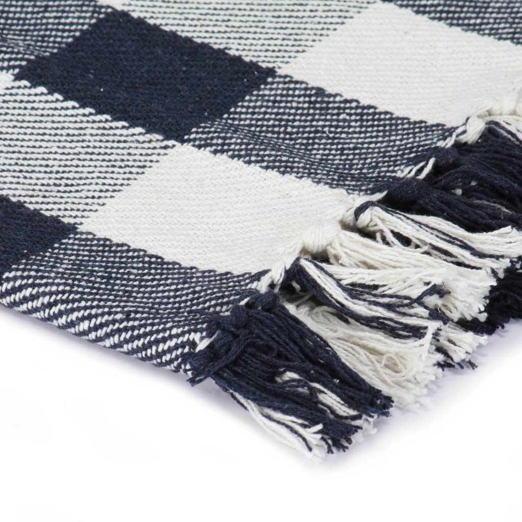 VidaXL Plaid kariert 220x250 cm Baumwolle Marineblau