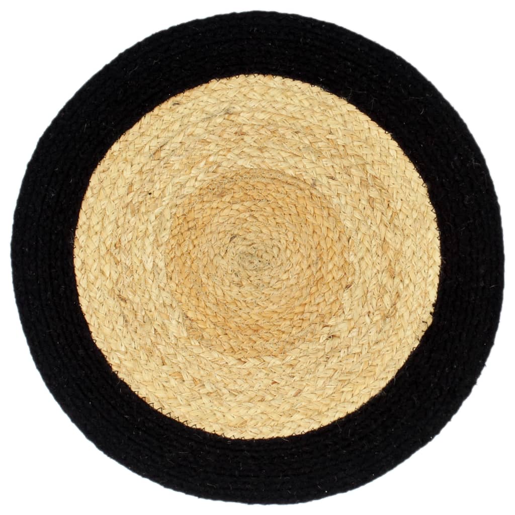 VIDAXL -Taschen 4 ST 38 cm Jute und Baumwolle Natural und Schwarz