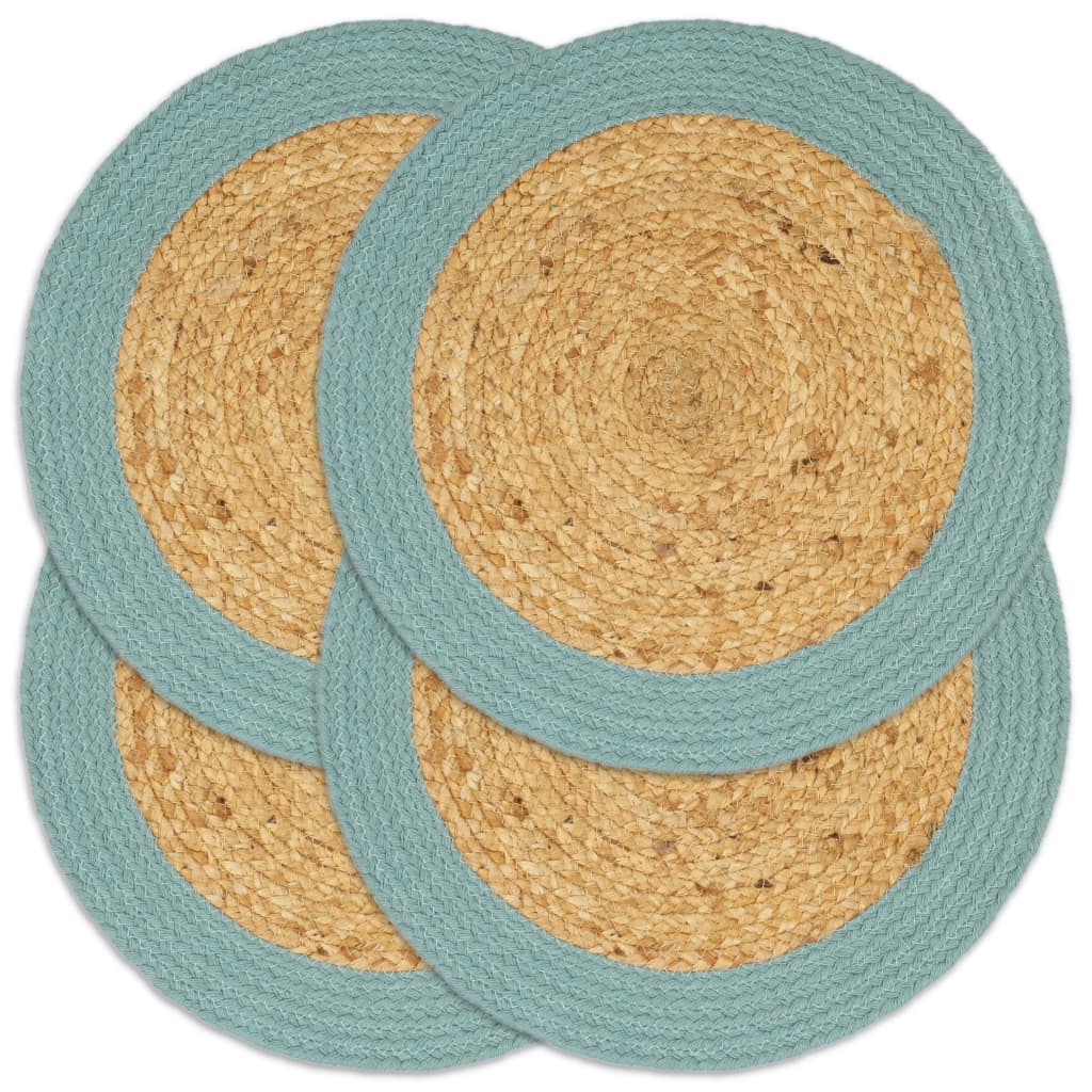 VidaXL Tischsets 4 Stück 38 cm Jute und Baumwolle natur und grün