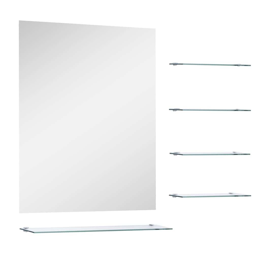 VidaXL Wandspiegel mit 5 Ablagen 50x60 cm silberfarben