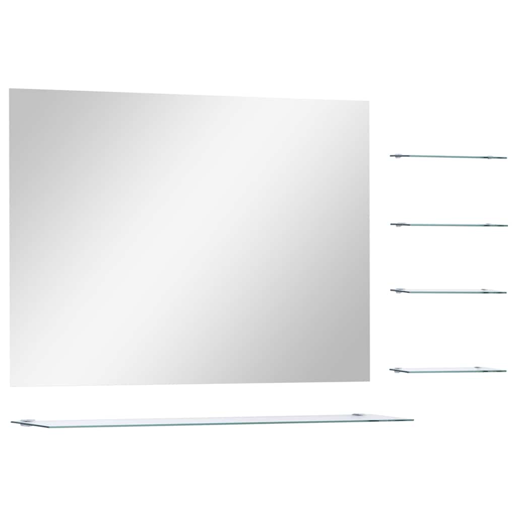 Vidaxx Wandspiegel mit 5 Ablagen 80x60 cm silberfarben
