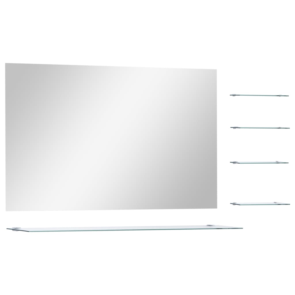 VidaXL Wandspiegel mit 5 Ablagen 100x60 cm silberfarben