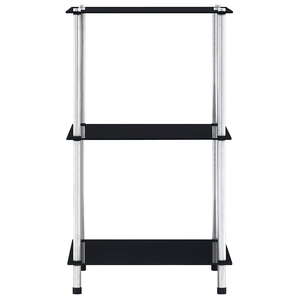 Vidaxl kastje 3-laags 40x40x67 cm gehard glas zwart