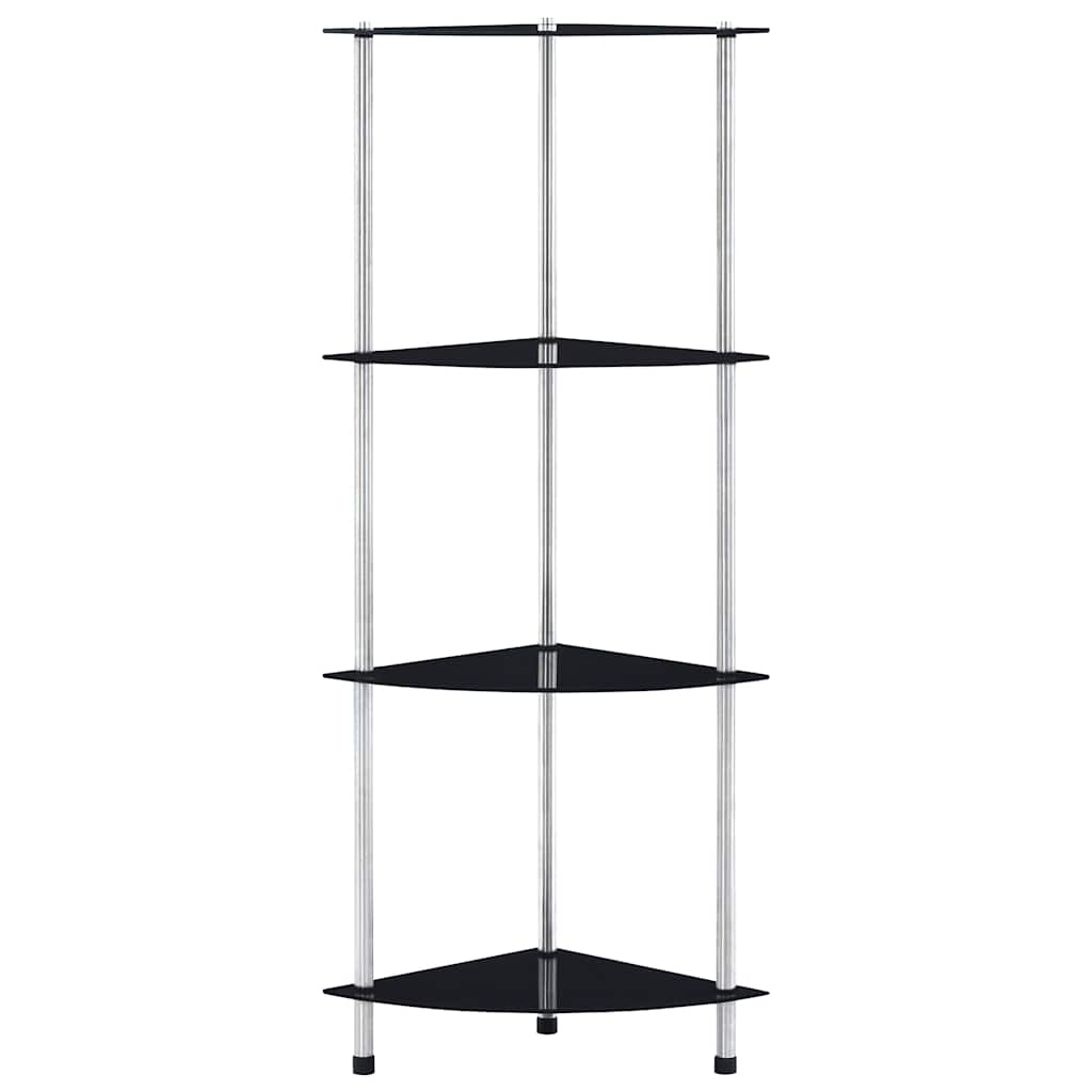 Vidaxl kastje 4-laags 30x30x100 cm gehard glas zwart