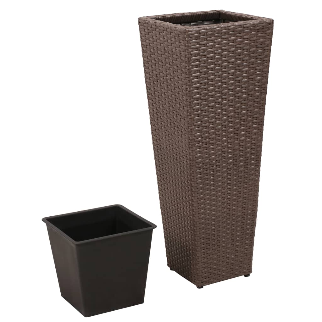 VIDAXL -Pflanzer erhöhten 3 St. Poly Rattan Brown