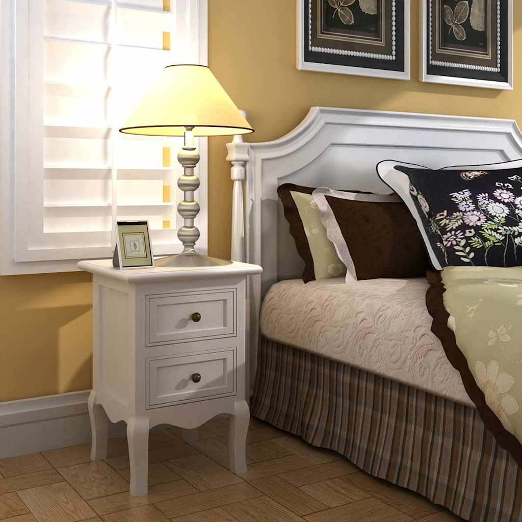 Vidaxl nachtkastje met 2 lades mdf wit