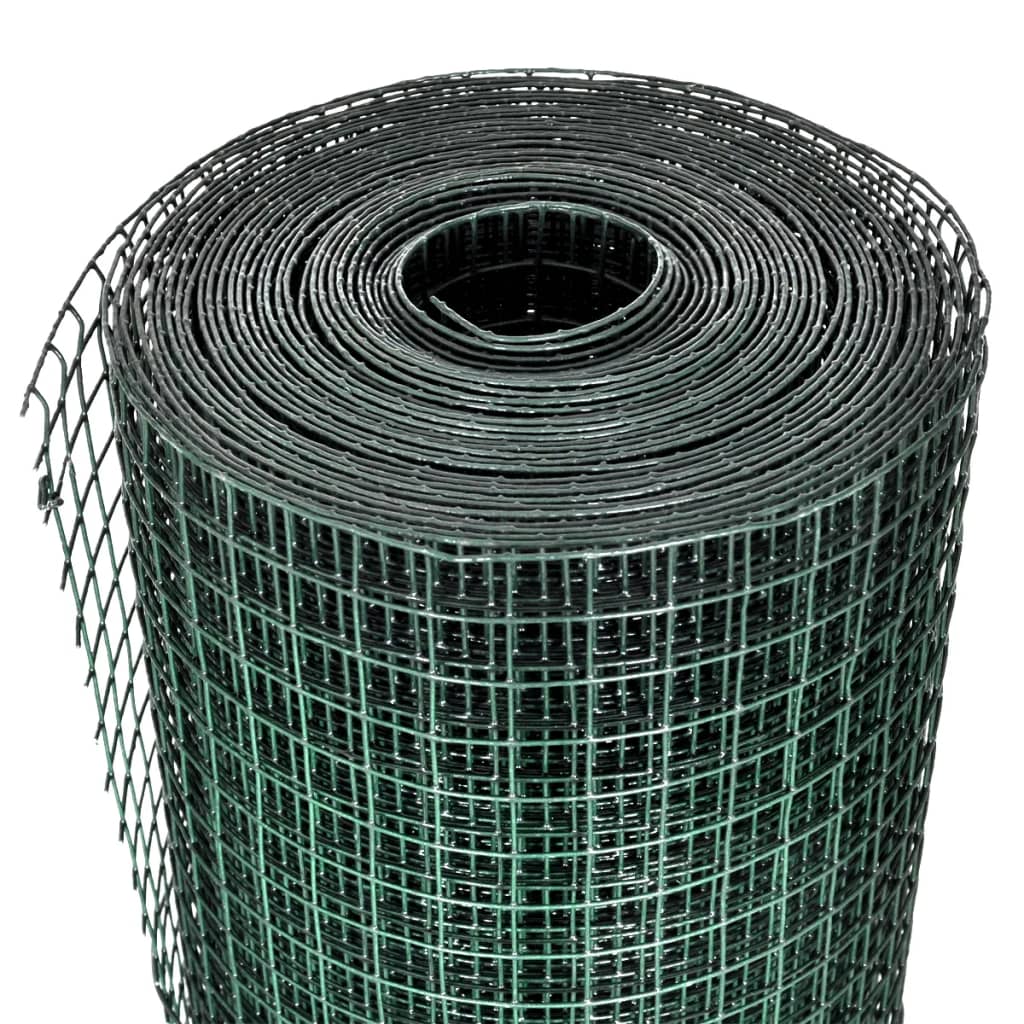 VidaXL Hühnerdraht 10x1 m aus verzinktem Stahl mit PVC-Beschichtung grün
