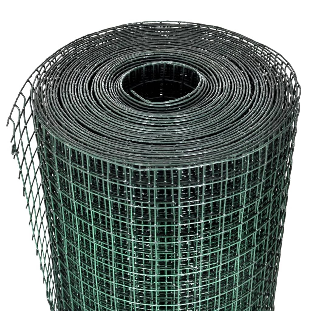 VidaXL Hühnerdraht 10x1 m aus verzinktem Stahl mit PVC-Beschichtung grün
