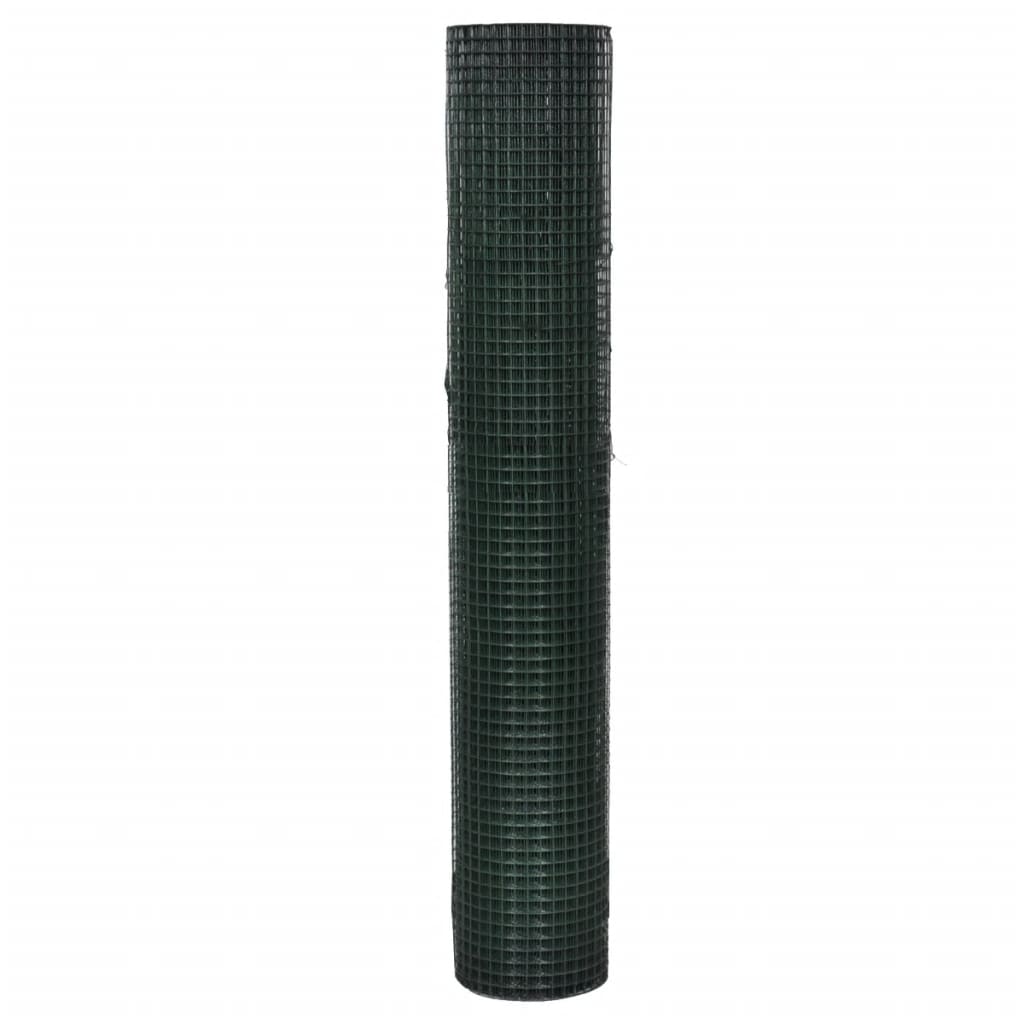 VidaXL Hühnerdraht 10x1 m aus verzinktem Stahl mit PVC-Beschichtung grün