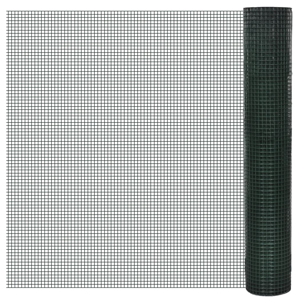 Vidaxx Hühnerdraht 25x1 m aus verzinktem Stahl mit PVC-Beschichtung grün