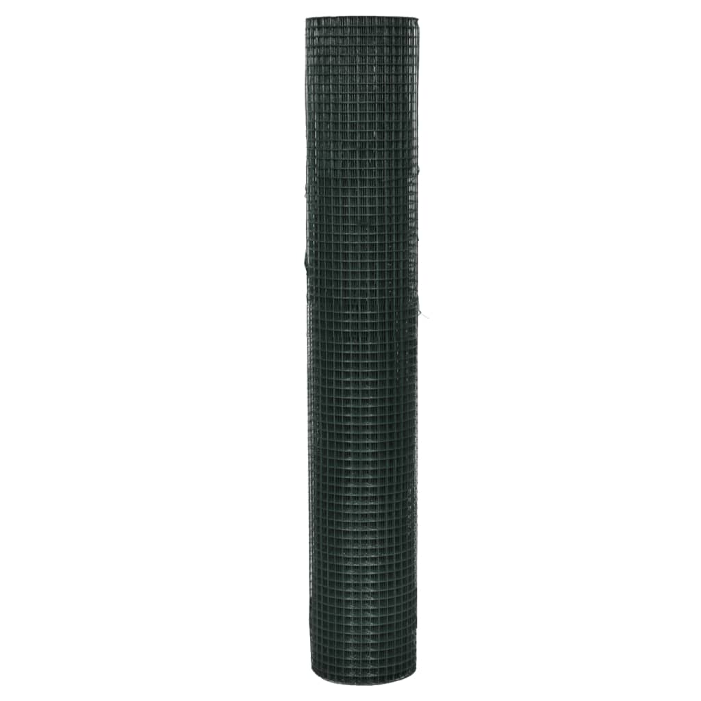 VidaXL Hühnerdraht 25x1 m aus verzinktem Stahl mit PVC-Beschichtung grün