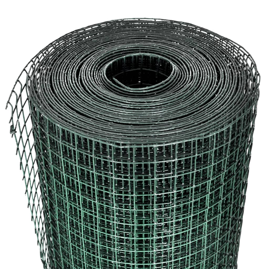 VidaXL Hühnerdraht 25x1 m aus verzinktem Stahl mit PVC-Beschichtung grün