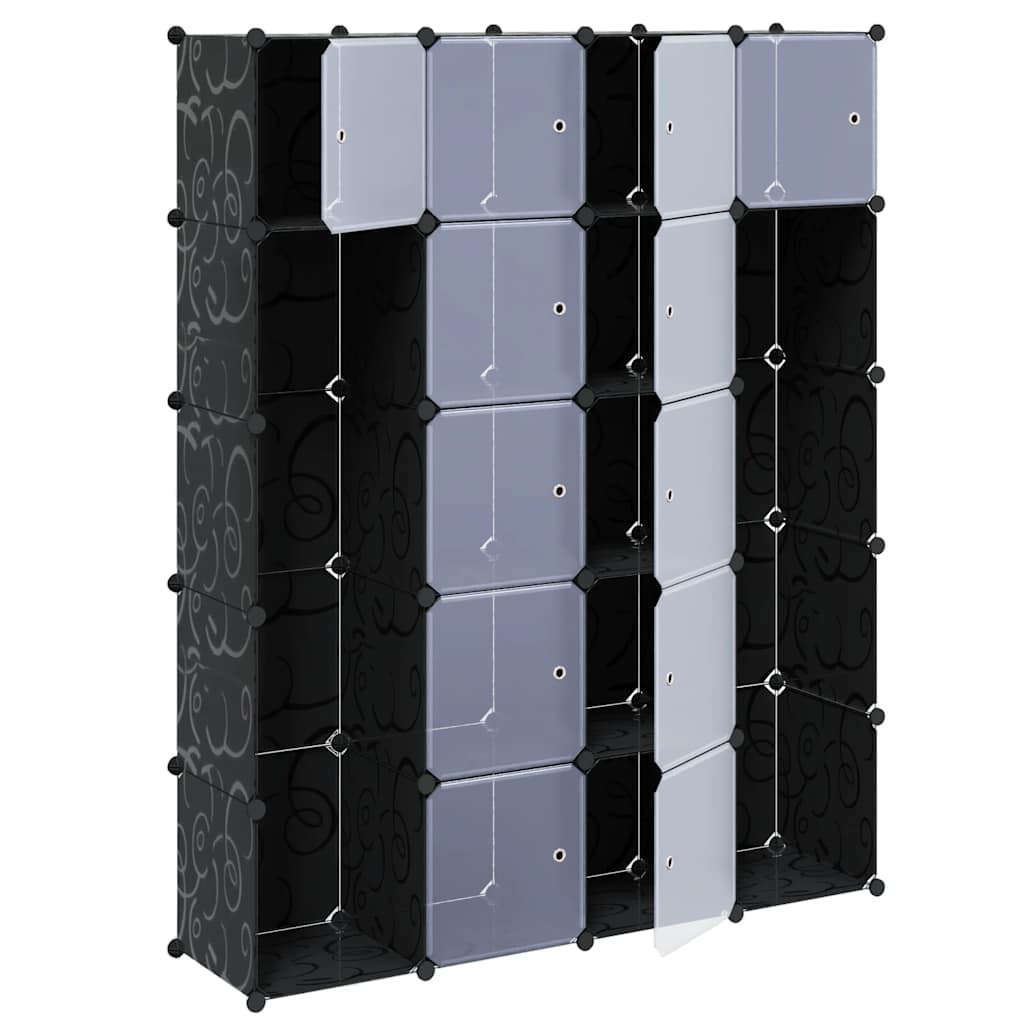 Vidaxl kast modulair met 14 vakken 37x146x180,5 cm zwart en wit